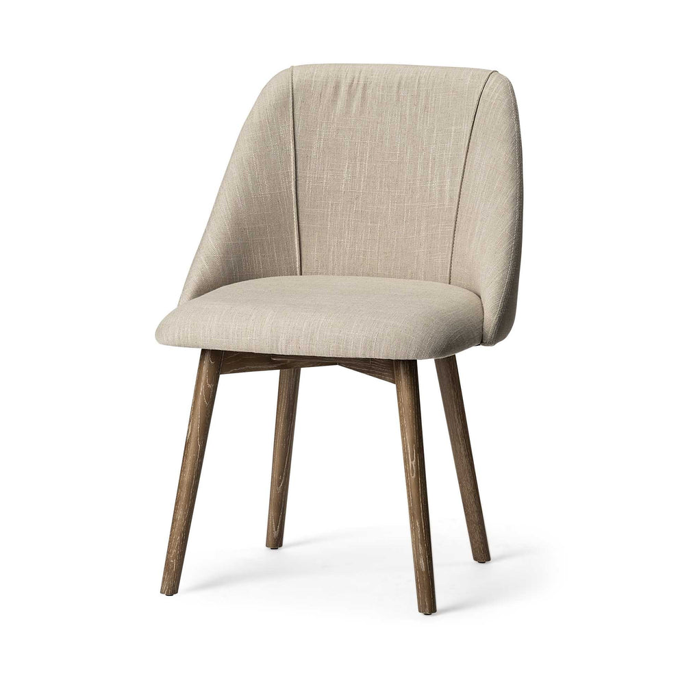 Cream Fabric Wrap With Brown Wooden Base Dining Chair By Homeroots - 380416 | Dining Chairs | Modishstore - 3