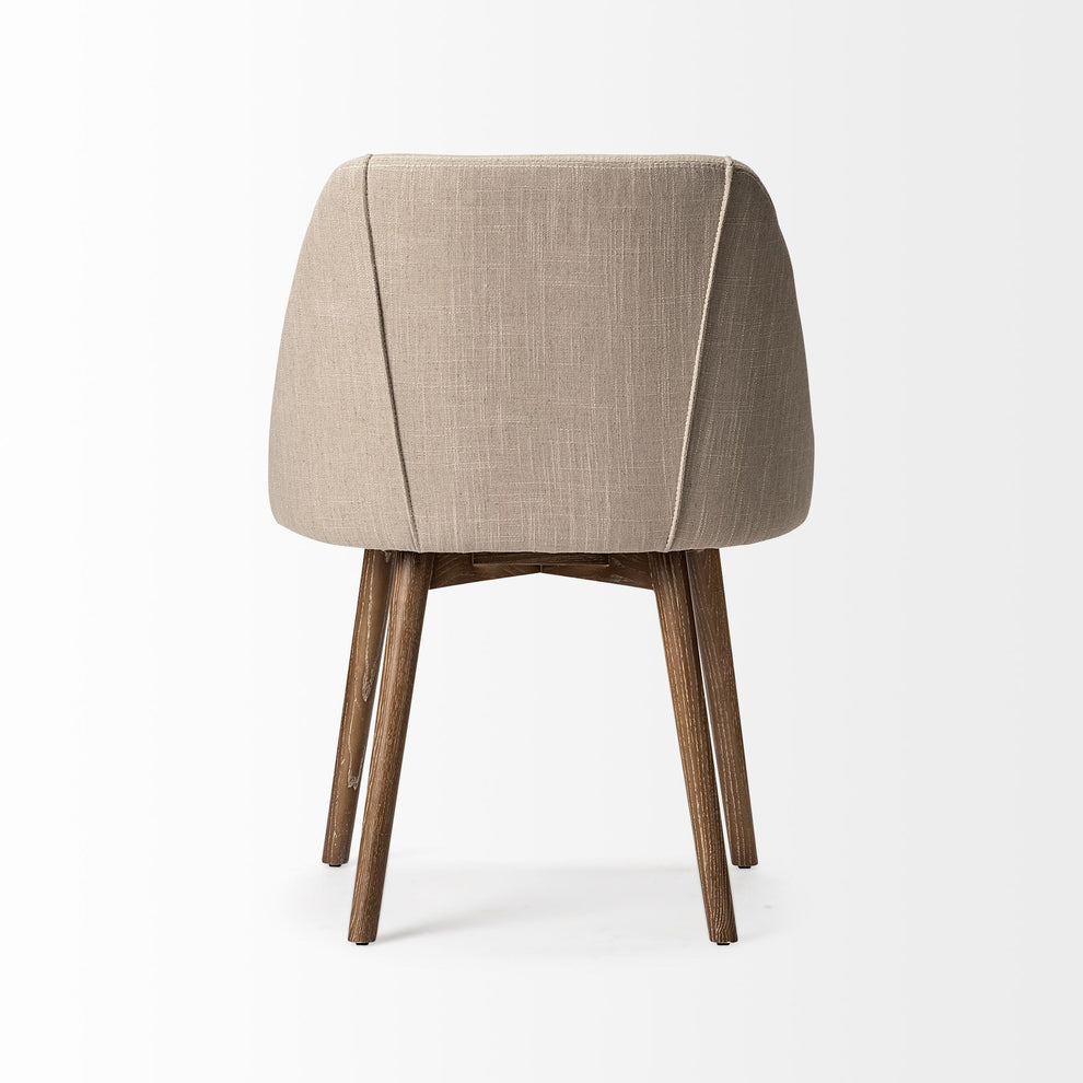 Cream Fabric Wrap With Brown Wooden Base Dining Chair By Homeroots - 380416 | Dining Chairs | Modishstore - 6