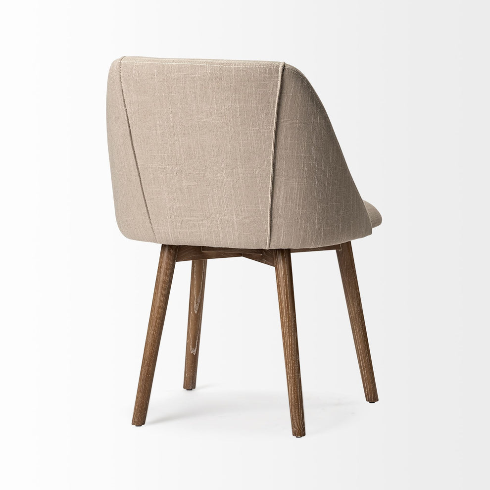 Cream Fabric Wrap With Brown Wooden Base Dining Chair By Homeroots - 380416 | Dining Chairs | Modishstore - 7