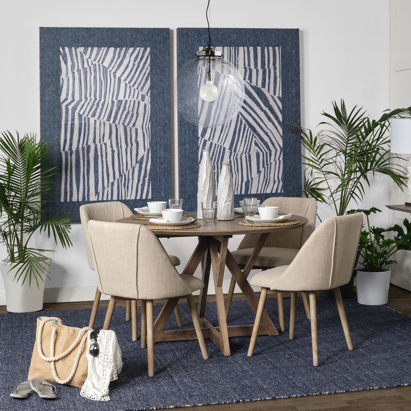 Cream Fabric Wrap With Brown Wooden Base Dining Chair By Homeroots - 380416 | Dining Chairs | Modishstore