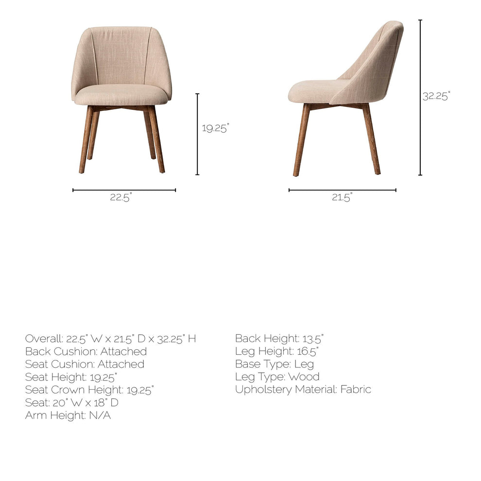 Cream Fabric Wrap With Brown Wooden Base Dining Chair By Homeroots - 380416 | Dining Chairs | Modishstore - 9