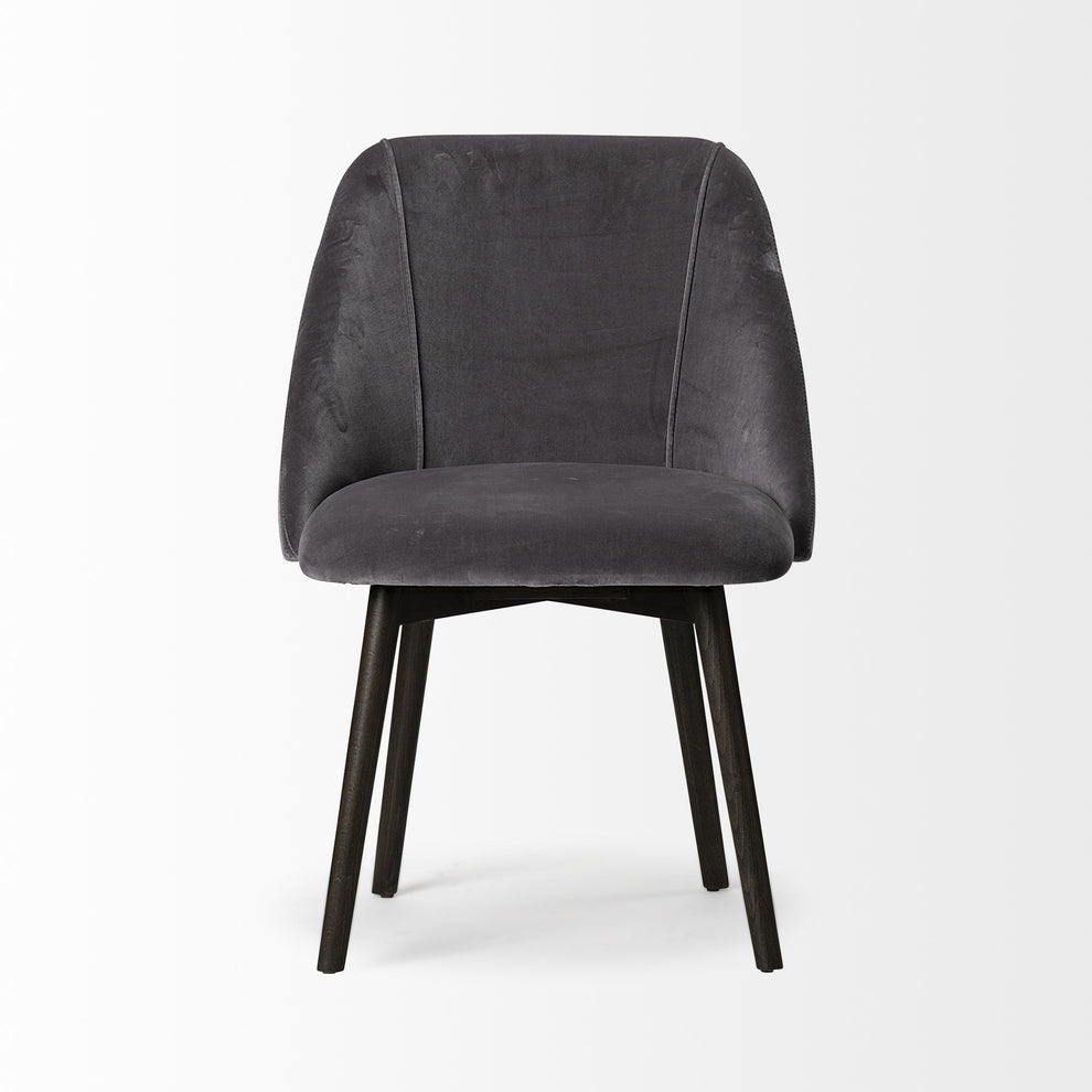 Grey Velvet Wrap With Black Wood Base Dining Chair By Homeroots | Dining Chairs | Modishstore - 2