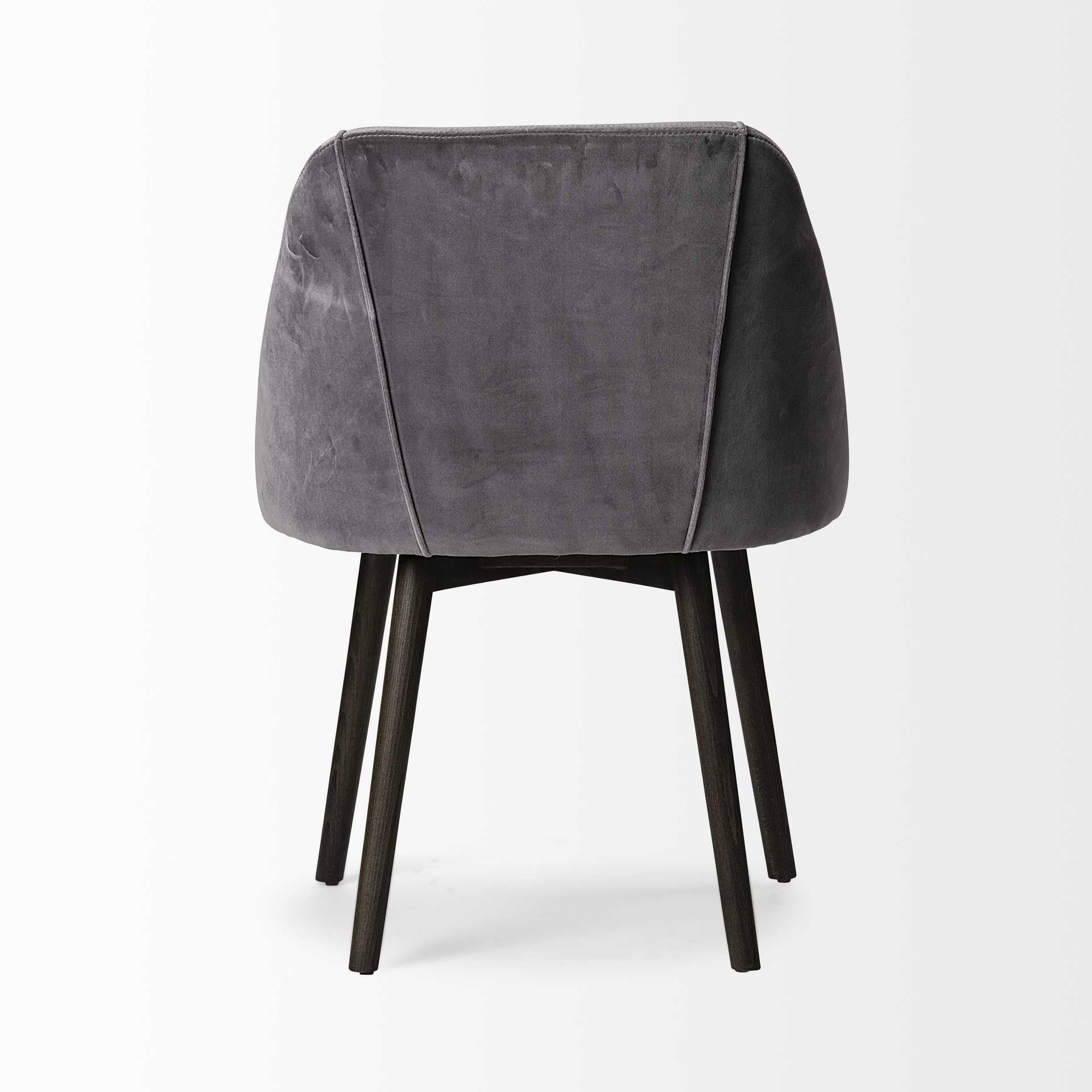 Grey Velvet Wrap With Black Wood Base Dining Chair By Homeroots | Dining Chairs | Modishstore - 4