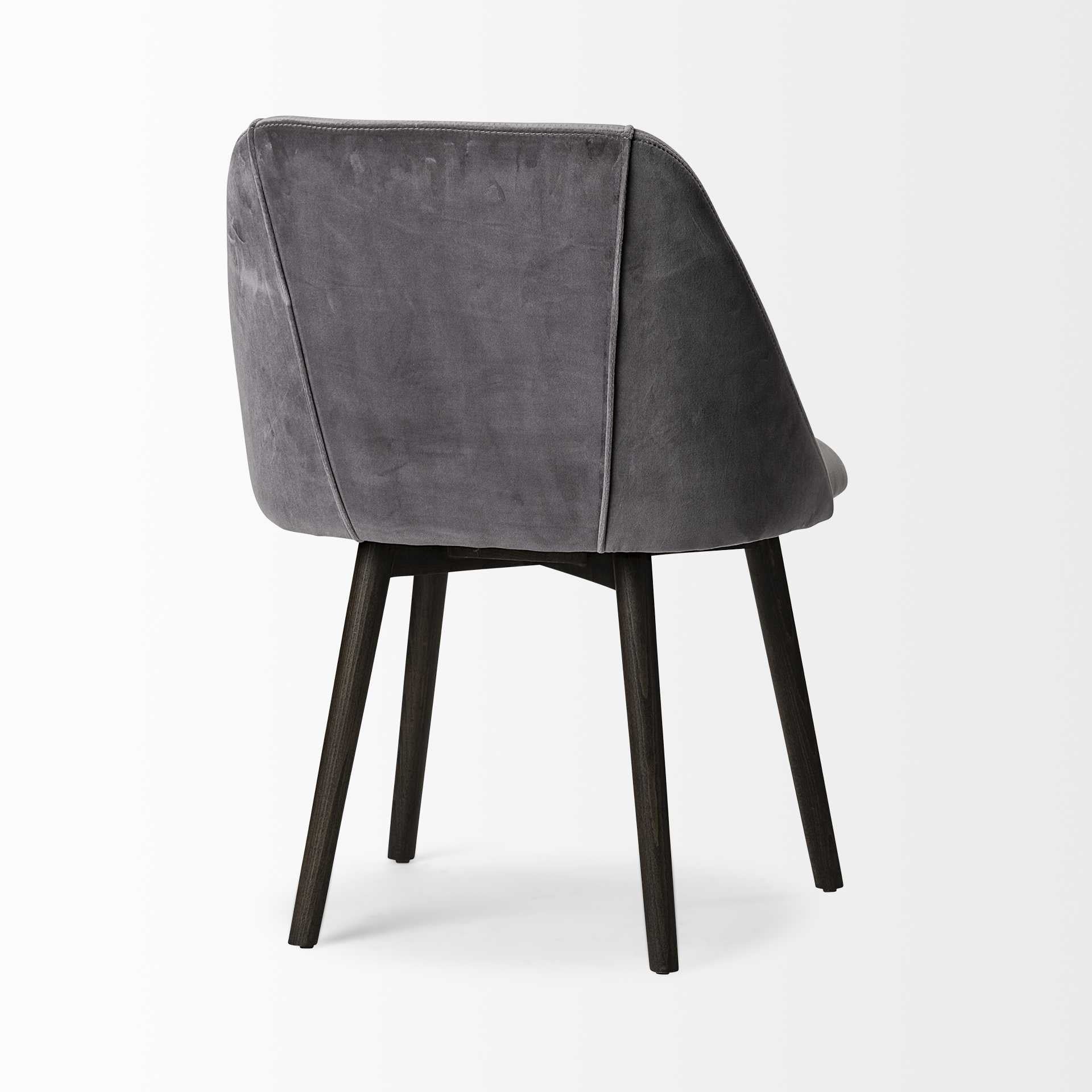 Grey Velvet Wrap With Black Wood Base Dining Chair By Homeroots | Dining Chairs | Modishstore - 5