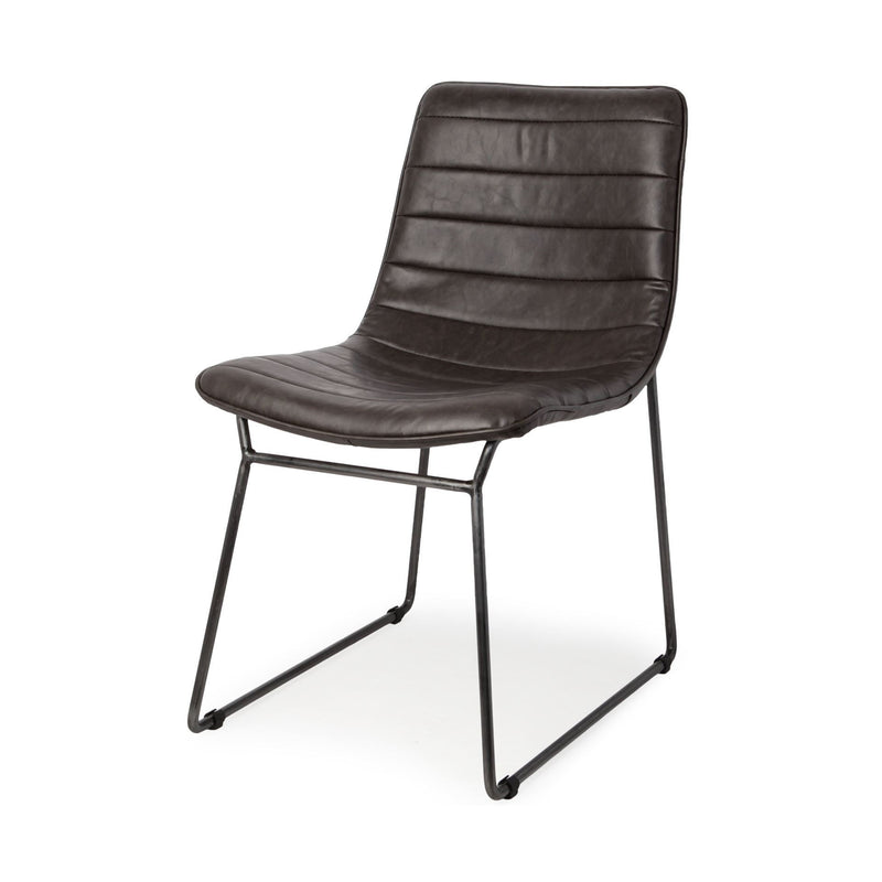 Black Faux Leather Seat With Black Iron Frame Dining Chair By Homeroots - 380421 | Dining Chairs | Modishstore
