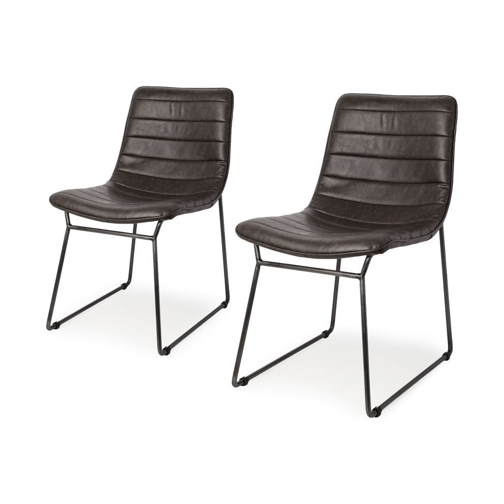 Black Faux Leather Seat With Black Iron Frame Dining Chair By Homeroots - 380421 | Dining Chairs | Modishstore - 4