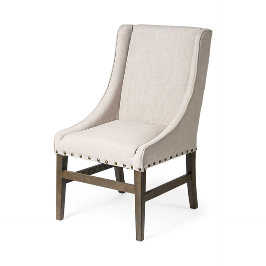 Beige Fabric Wrap With Solid Wood Frame Dining Chair By Homeroots | Dining Chairs | Modishstore