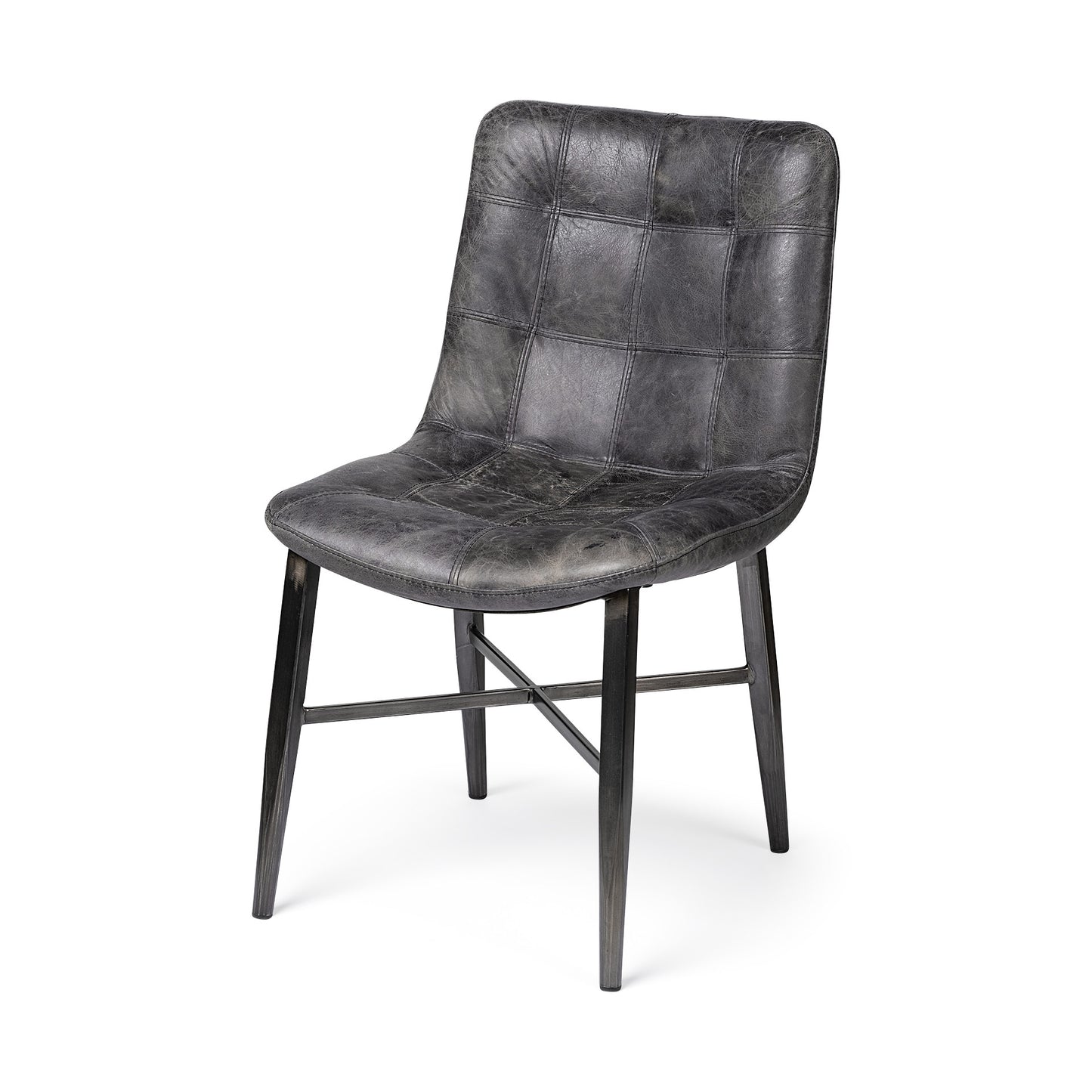 Black Leather Seat With Black Metal Frame Dining Chair By Homeroots | Dining Chairs | Modishstore