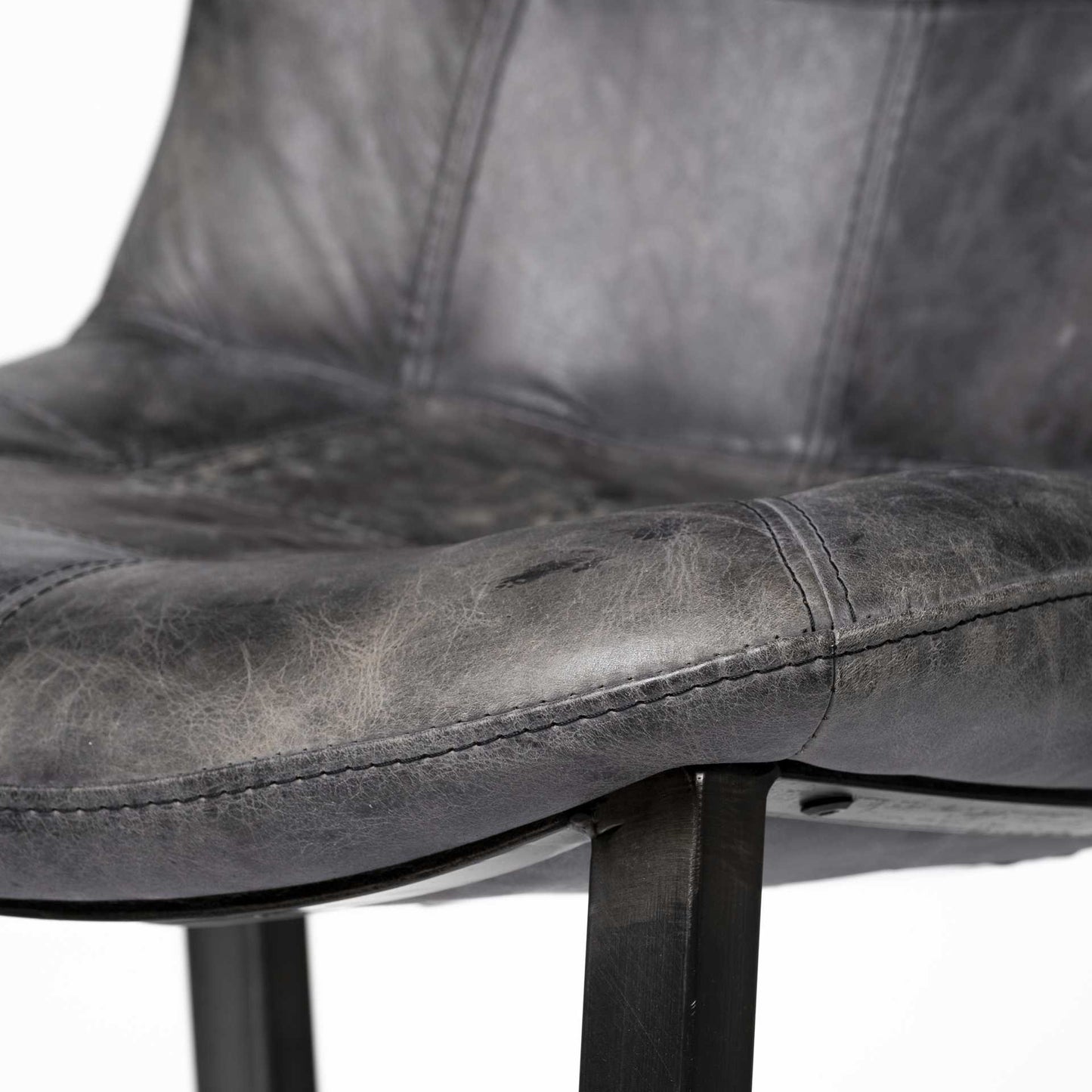 Black Leather Seat With Black Metal Frame Dining Chair By Homeroots | Dining Chairs | Modishstore - 8