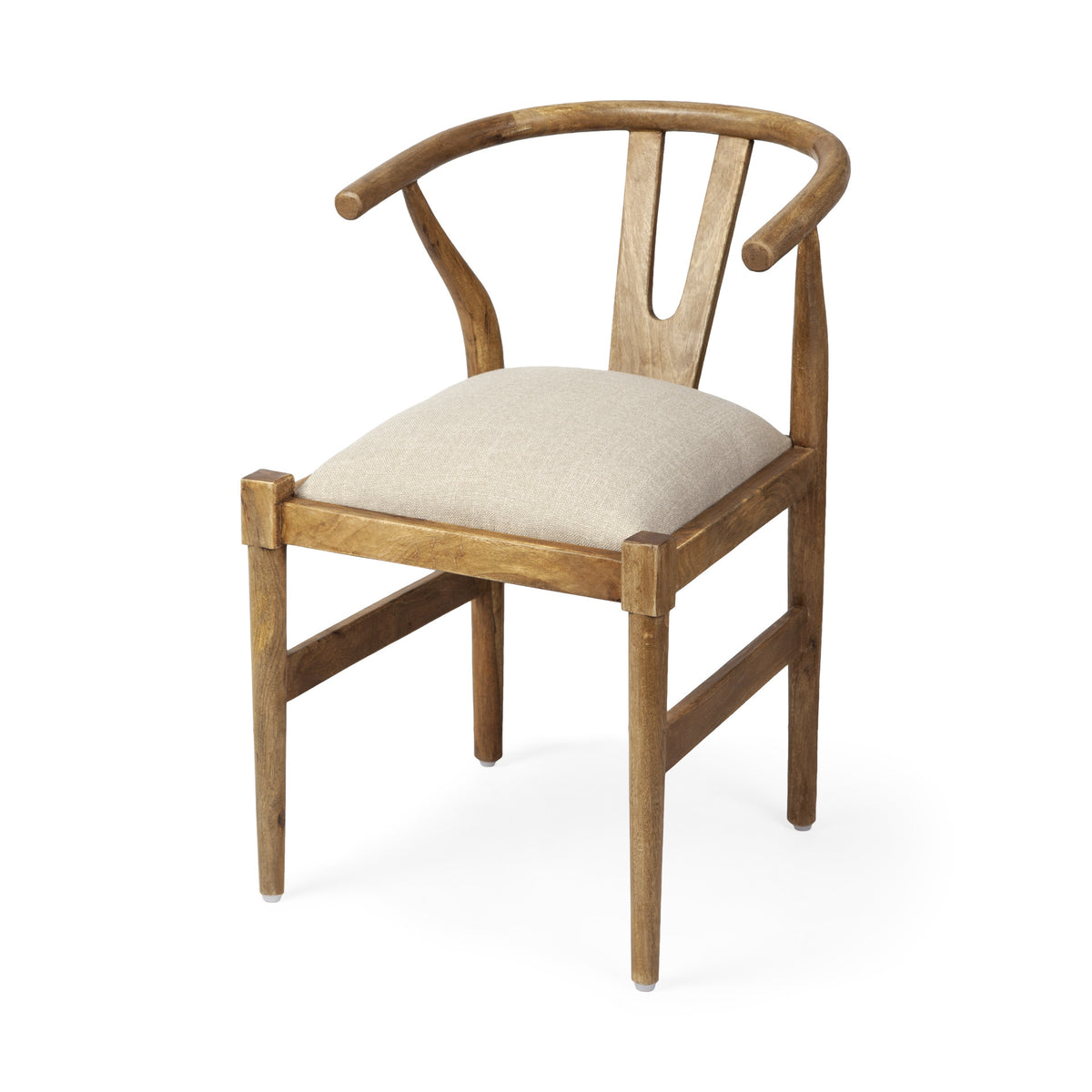 Natural Linen Seat With Light Brown Wooden Frame Dining Chair By Homeroots | Dining Chairs | Modishstore