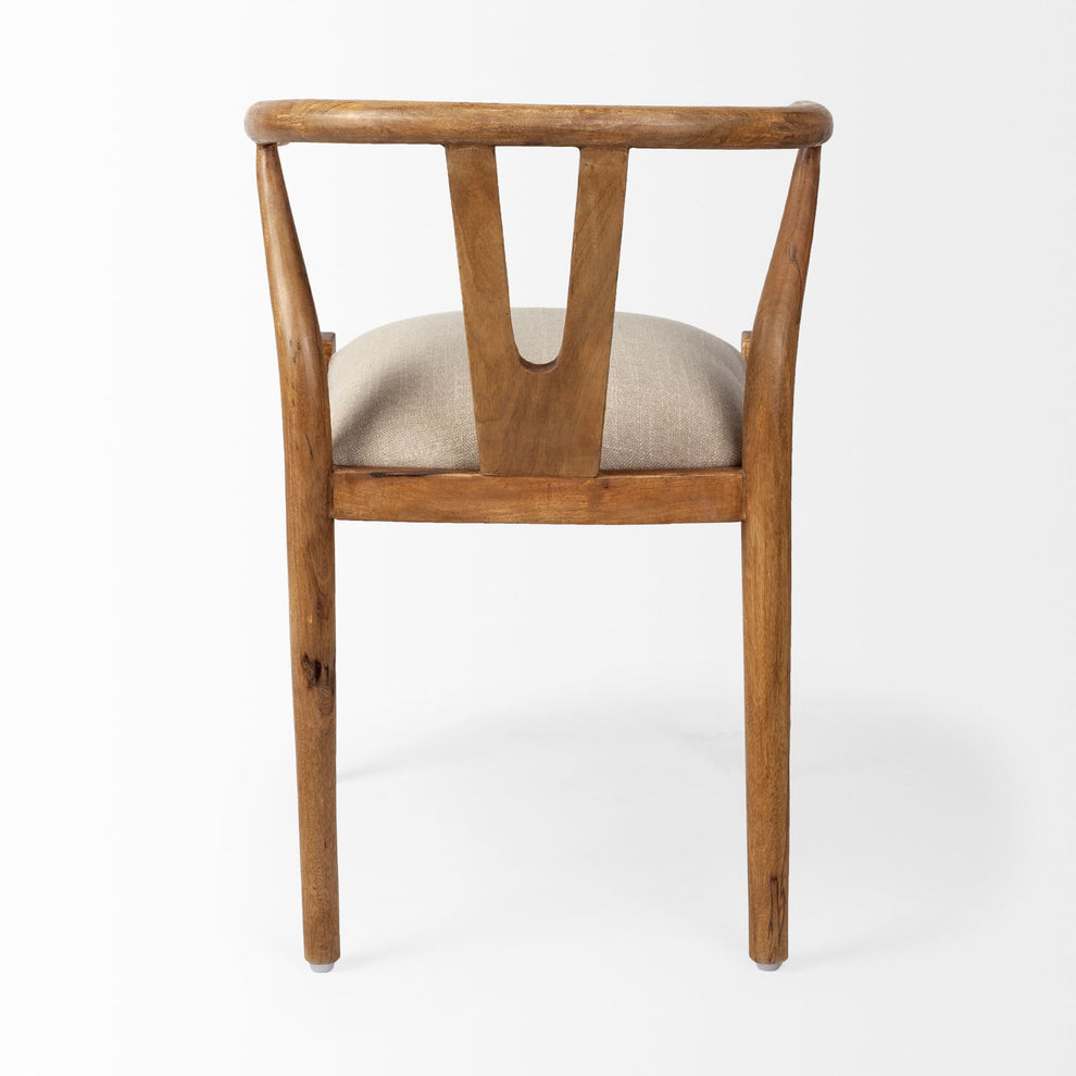 Natural Linen Seat With Light Brown Wooden Frame Dining Chair By Homeroots | Dining Chairs | Modishstore - 4