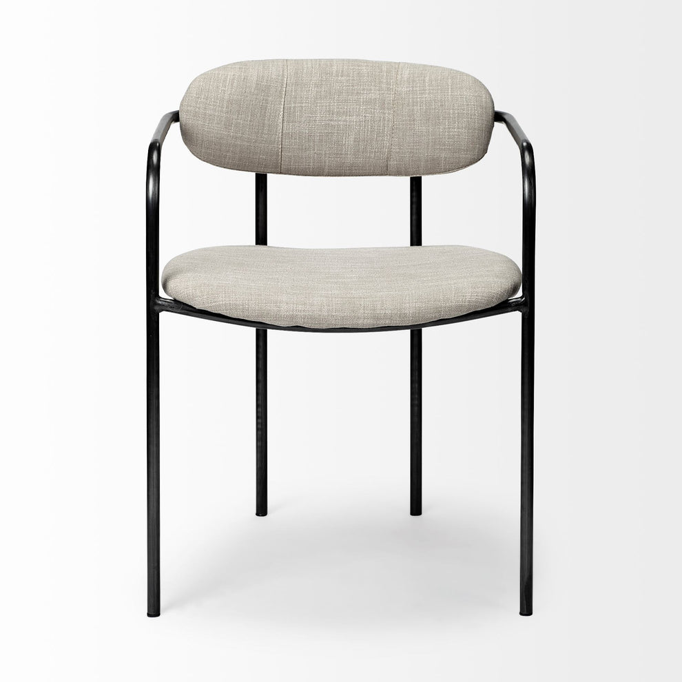 Beige Fabric Seat With Gun Metal Grey Iron Frame Dining Chair By Homeroots | Dining Chairs | Modishstore - 2