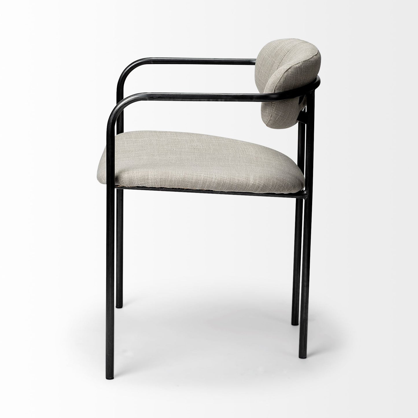 Beige Fabric Seat With Gun Metal Grey Iron Frame Dining Chair By Homeroots | Dining Chairs | Modishstore - 3