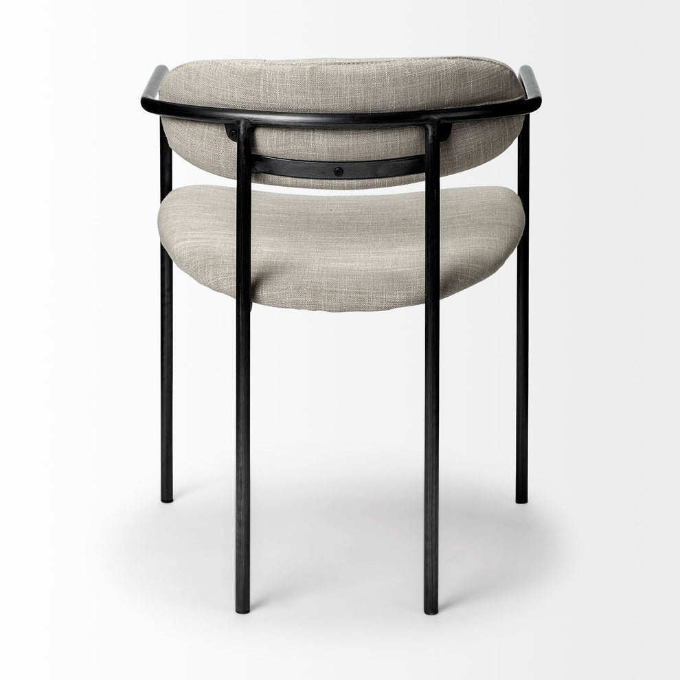 Beige Fabric Seat With Gun Metal Grey Iron Frame Dining Chair By Homeroots | Dining Chairs | Modishstore - 4