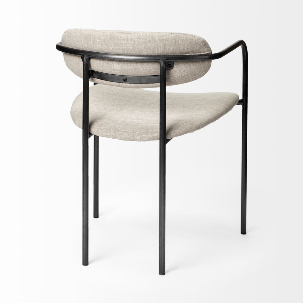 Beige Fabric Seat With Gun Metal Grey Iron Frame Dining Chair By Homeroots | Dining Chairs | Modishstore - 5