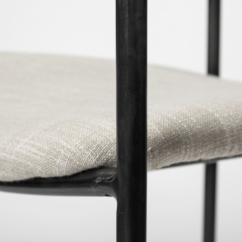 Beige Fabric Seat With Gun Metal Grey Iron Frame Dining Chair By Homeroots | Dining Chairs | Modishstore - 6