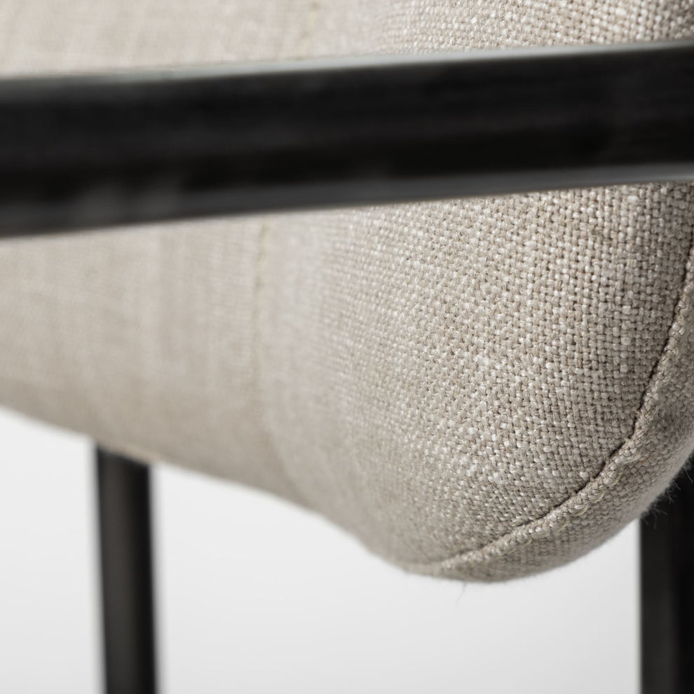 Beige Fabric Seat With Gun Metal Grey Iron Frame Dining Chair By Homeroots | Dining Chairs | Modishstore - 7