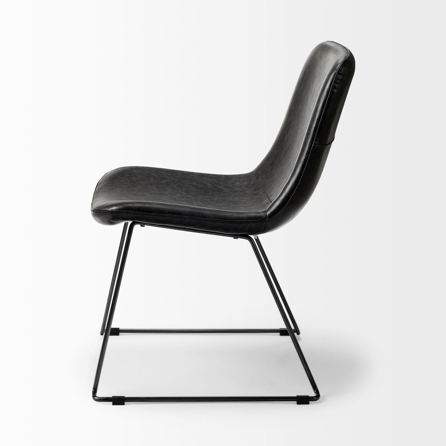 Black Faux Leather Seat With Black Iron Frame Dining Chair By Homeroots - 380429 | Dining Chairs | Modishstore - 3