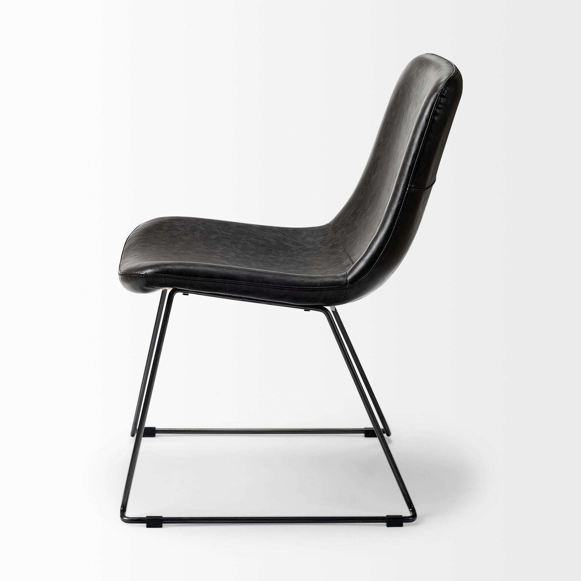 Black Faux Leather Seat With Black Iron Frame Dining Chair By Homeroots - 380429 | Dining Chairs | Modishstore - 3