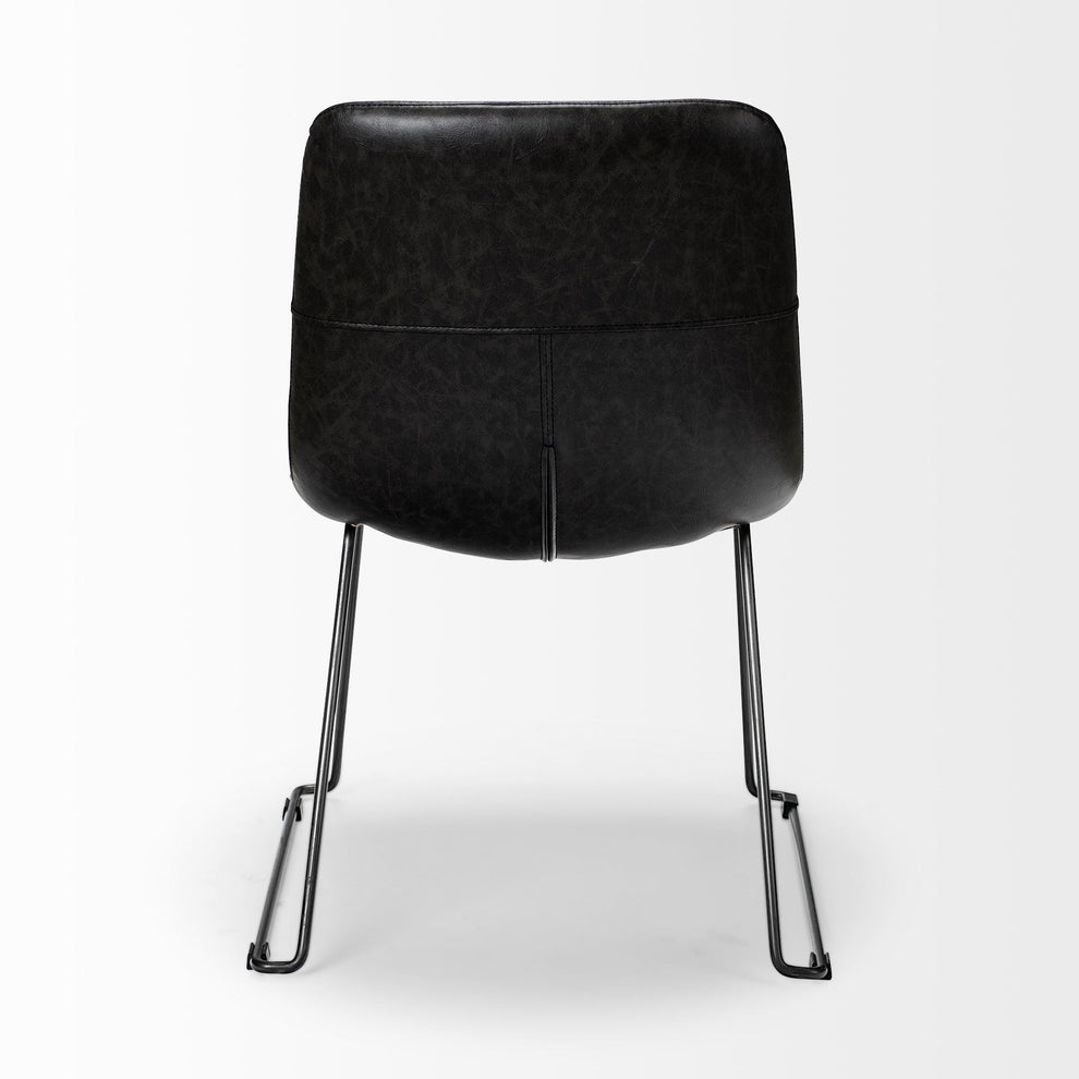 Black Faux Leather Seat With Black Iron Frame Dining Chair By Homeroots - 380429 | Dining Chairs | Modishstore - 4