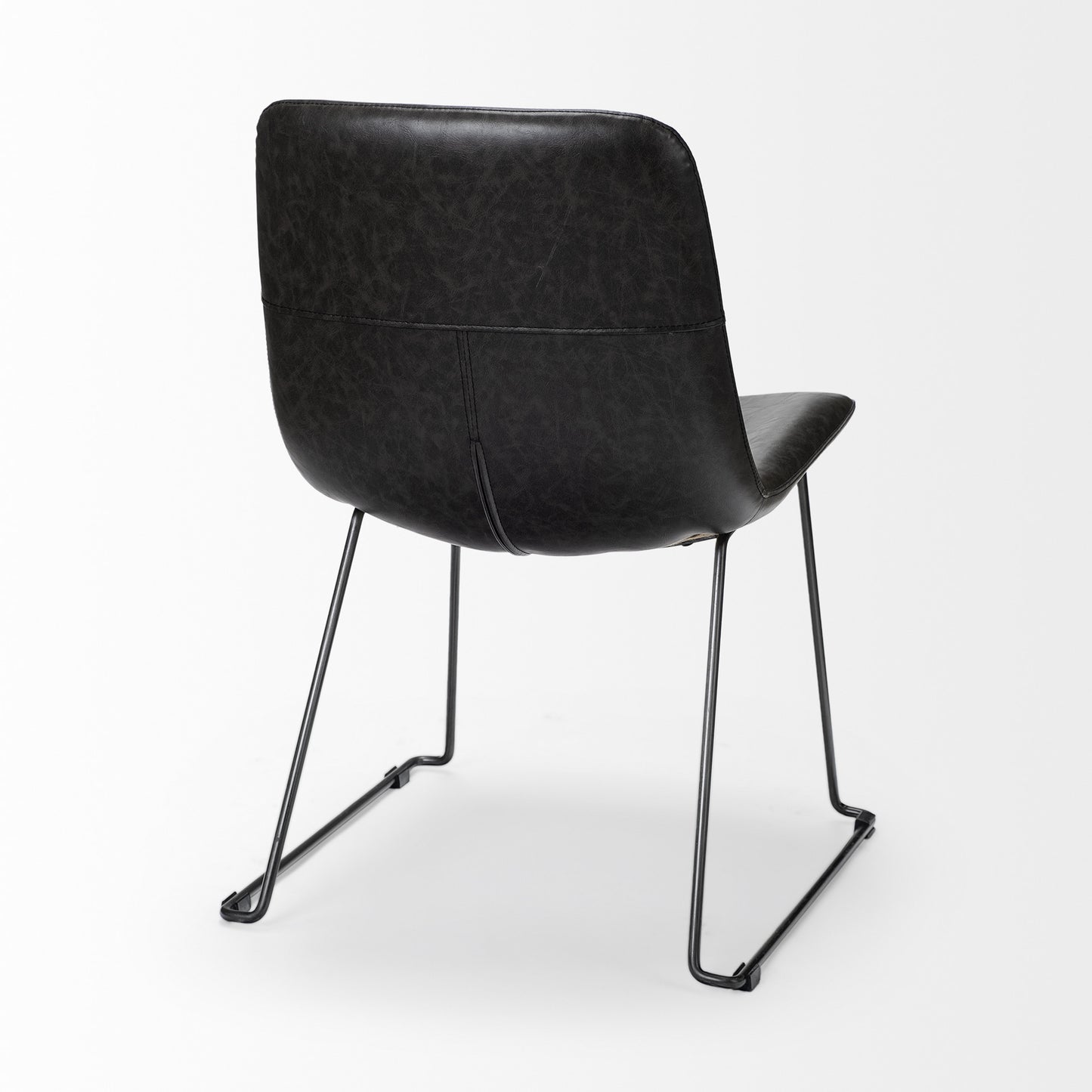 Black Faux Leather Seat With Black Iron Frame Dining Chair By Homeroots - 380429 | Dining Chairs | Modishstore - 5