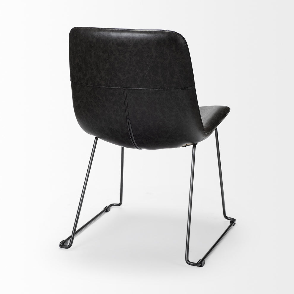 Black Faux Leather Seat With Black Iron Frame Dining Chair By Homeroots - 380429 | Dining Chairs | Modishstore - 5