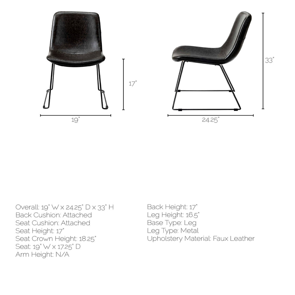 Black Faux Leather Seat With Black Iron Frame Dining Chair By Homeroots - 380429 | Dining Chairs | Modishstore - 7