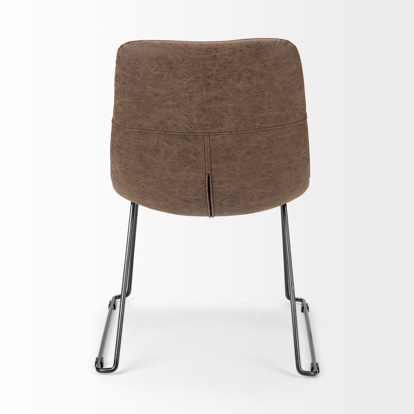 Brown Faux Leather Seat With Black Iron Frame Dining Chair By Homeroots - 380430 | Dining Chairs | Modishstore - 5