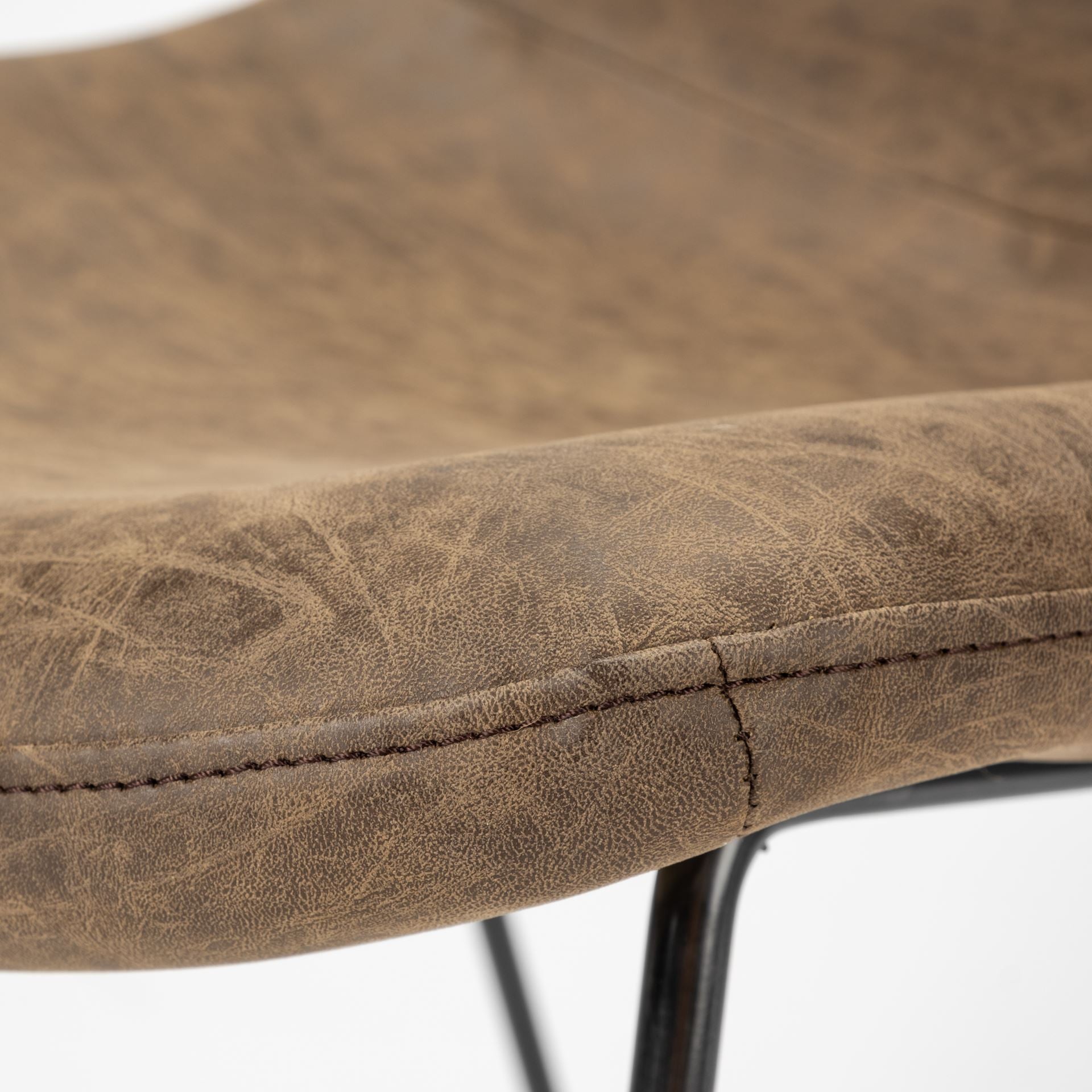 Brown Faux Leather Seat With Black Iron Frame Dining Chair By Homeroots - 380430 | Dining Chairs | Modishstore - 7