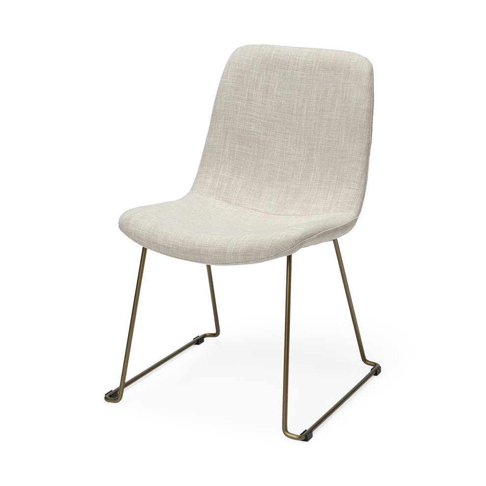 Cream Fabric Seat With Gold Metal Frame Dining Chair By Homeroots | Dining Chairs | Modishstore - 2