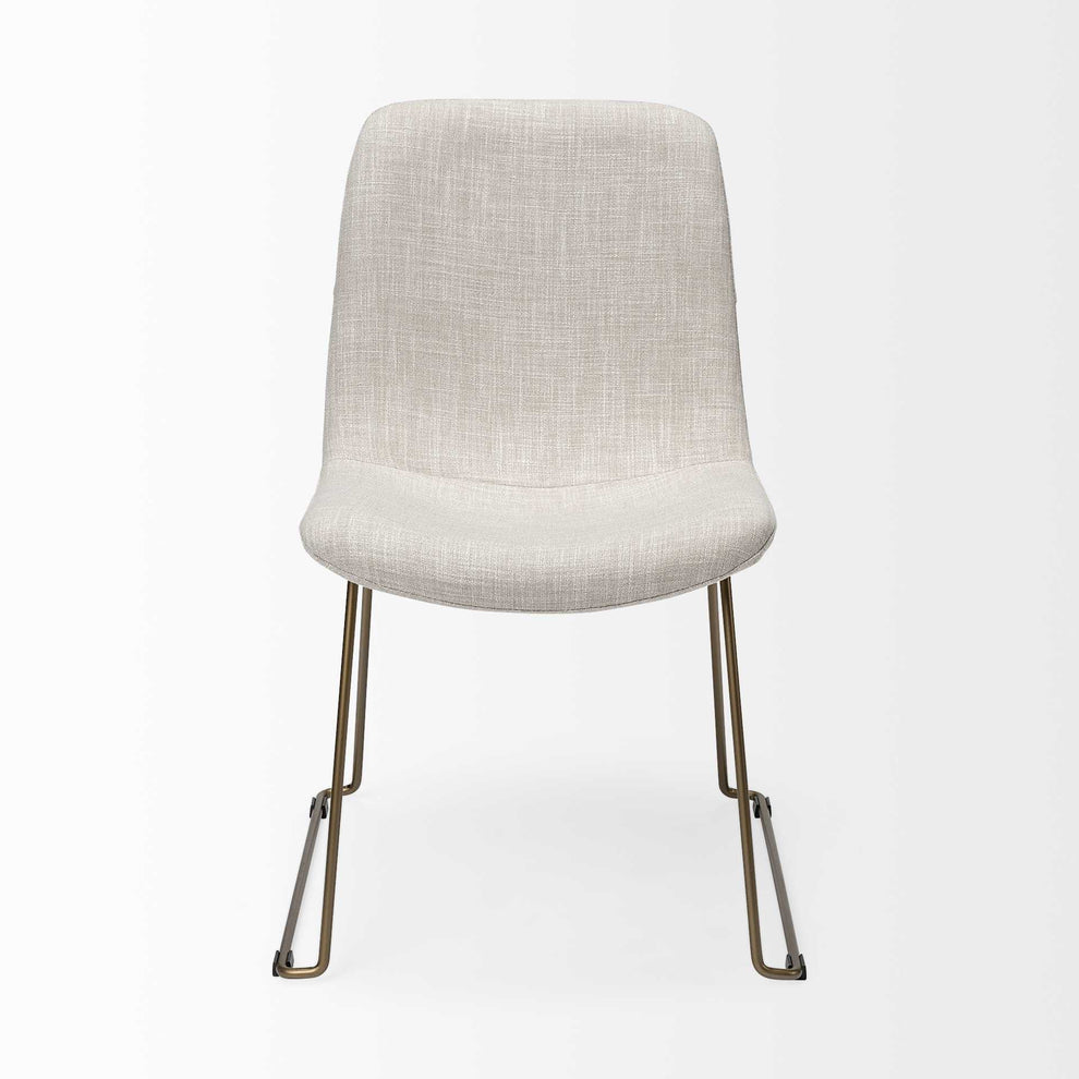 Cream Fabric Seat With Gold Metal Frame Dining Chair By Homeroots | Dining Chairs | Modishstore - 3