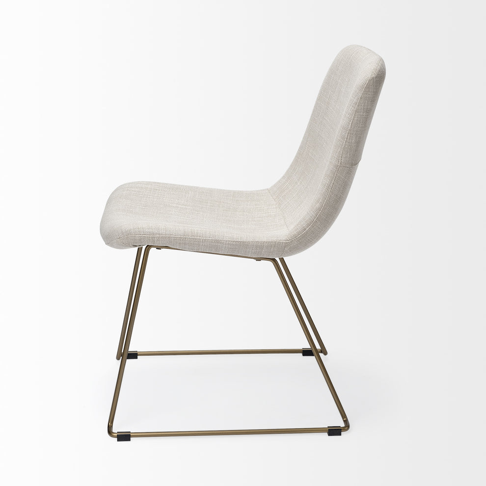 Cream Fabric Seat With Gold Metal Frame Dining Chair By Homeroots | Dining Chairs | Modishstore - 4