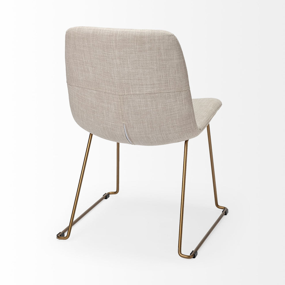 Cream Fabric Seat With Gold Metal Frame Dining Chair By Homeroots | Dining Chairs | Modishstore - 6