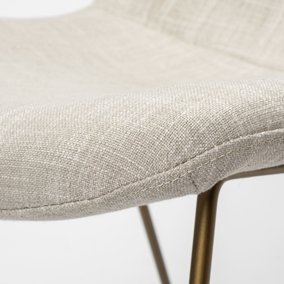 Cream Fabric Seat With Gold Metal Frame Dining Chair By Homeroots | Dining Chairs | Modishstore - 7