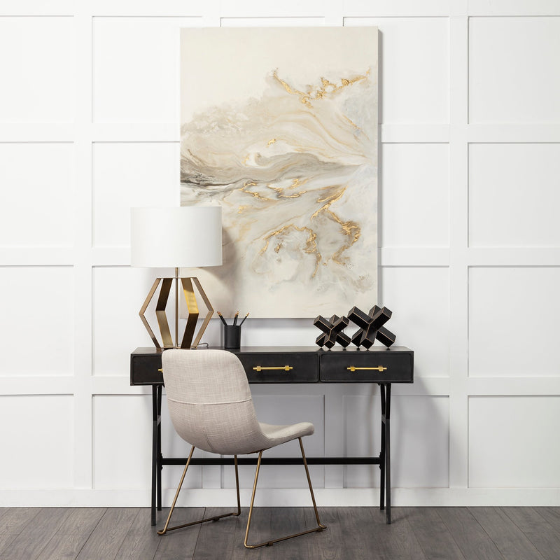 Cream Fabric Seat With Gold Metal Frame Dining Chair By Homeroots | Dining Chairs | Modishstore