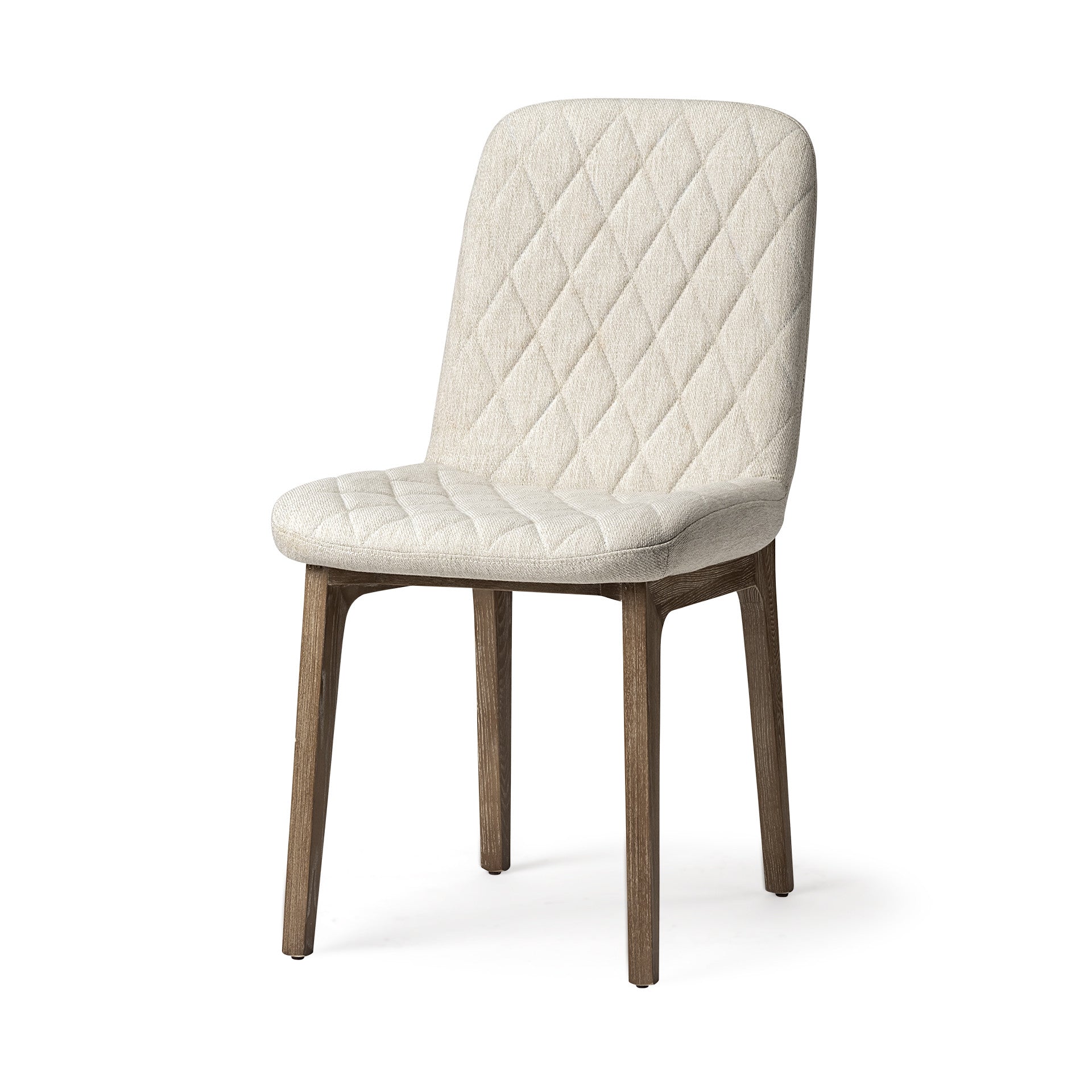 Diamond Tuffed Cream Fabric Wrap With Brown Wood Base Dining Chair By Homeroots | Dining Chairs | Modishstore