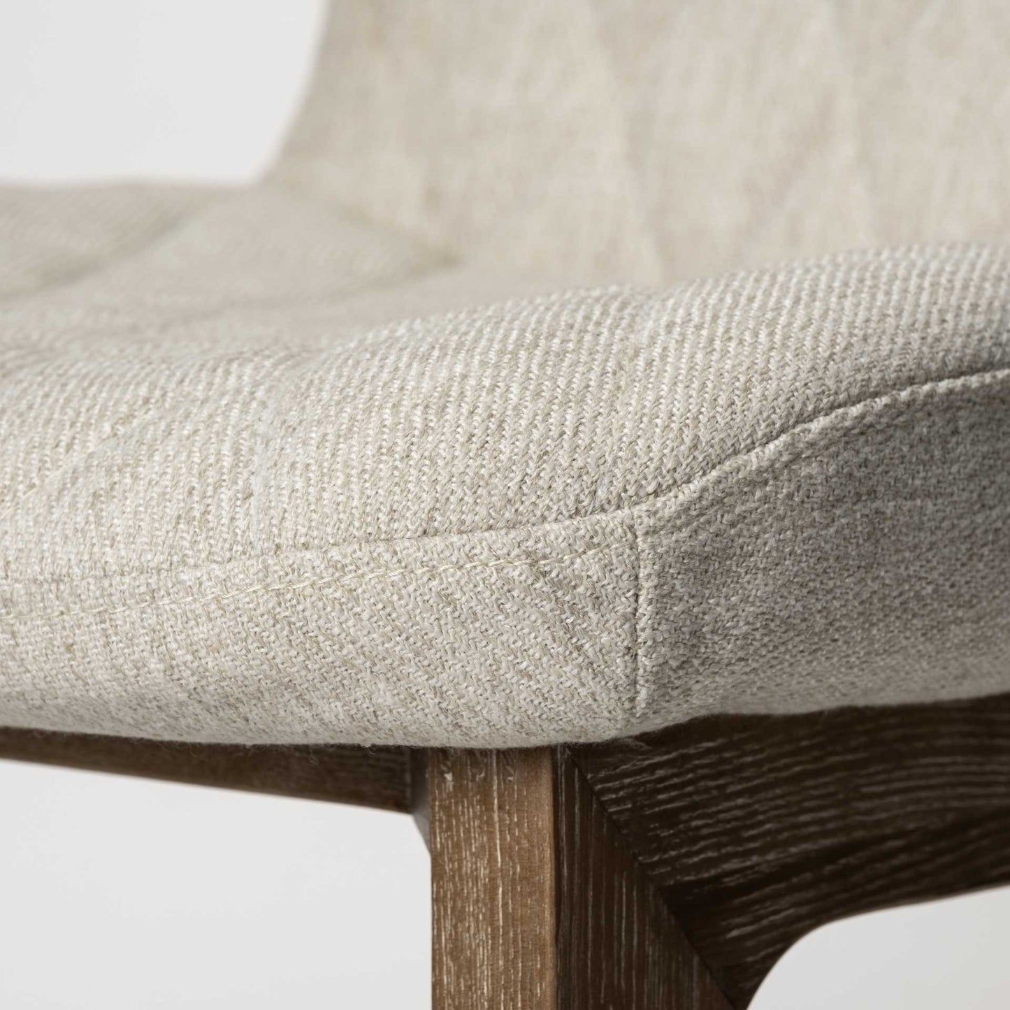 Diamond Tuffed Cream Fabric Wrap With Brown Wood Base Dining Chair By Homeroots | Dining Chairs | Modishstore - 6