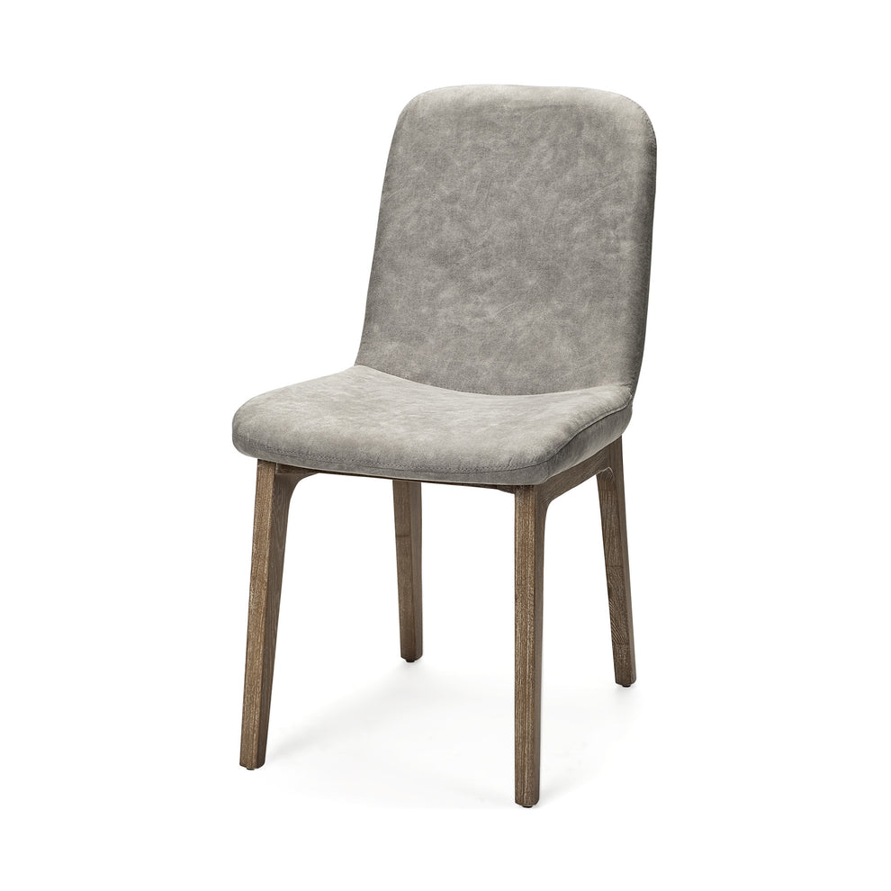 Grey Fabric Wrap With Medium Brown Wood Base Dining Chair By Homeroots | Dining Chairs | Modishstore - 2