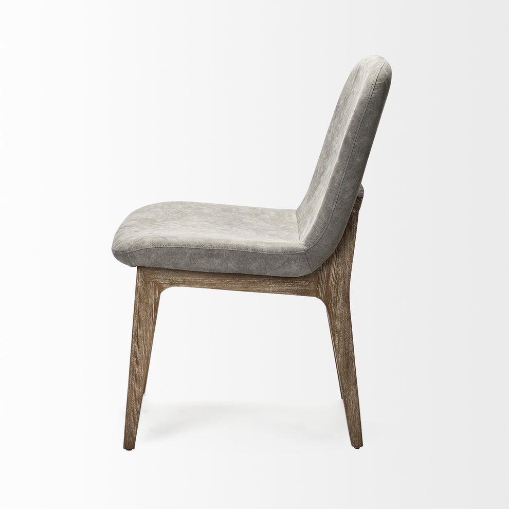 Grey Fabric Wrap With Medium Brown Wood Base Dining Chair By Homeroots | Dining Chairs | Modishstore - 4