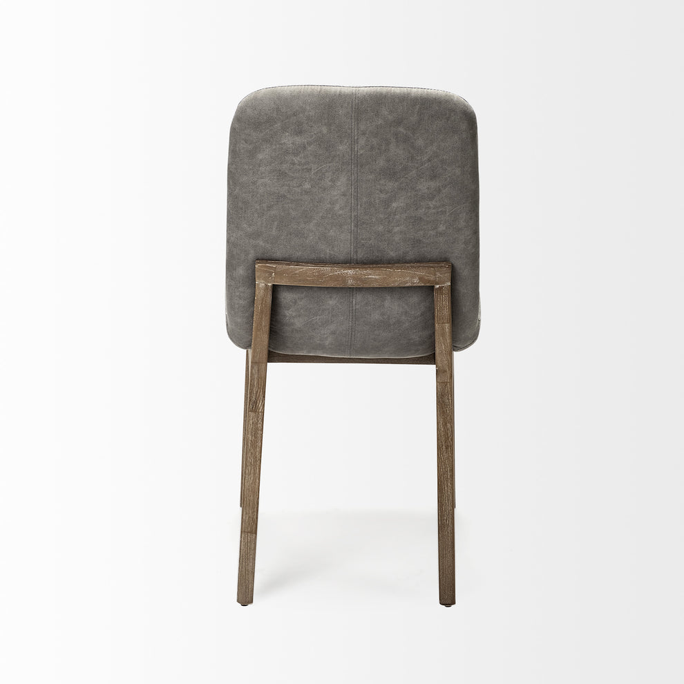 Grey Fabric Wrap With Medium Brown Wood Base Dining Chair By Homeroots | Dining Chairs | Modishstore - 5