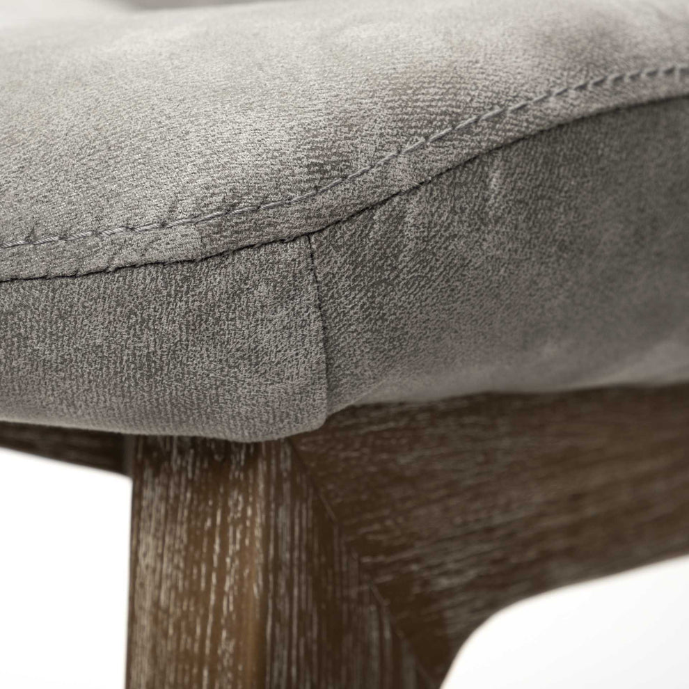 Grey Fabric Wrap With Medium Brown Wood Base Dining Chair By Homeroots | Dining Chairs | Modishstore - 7
