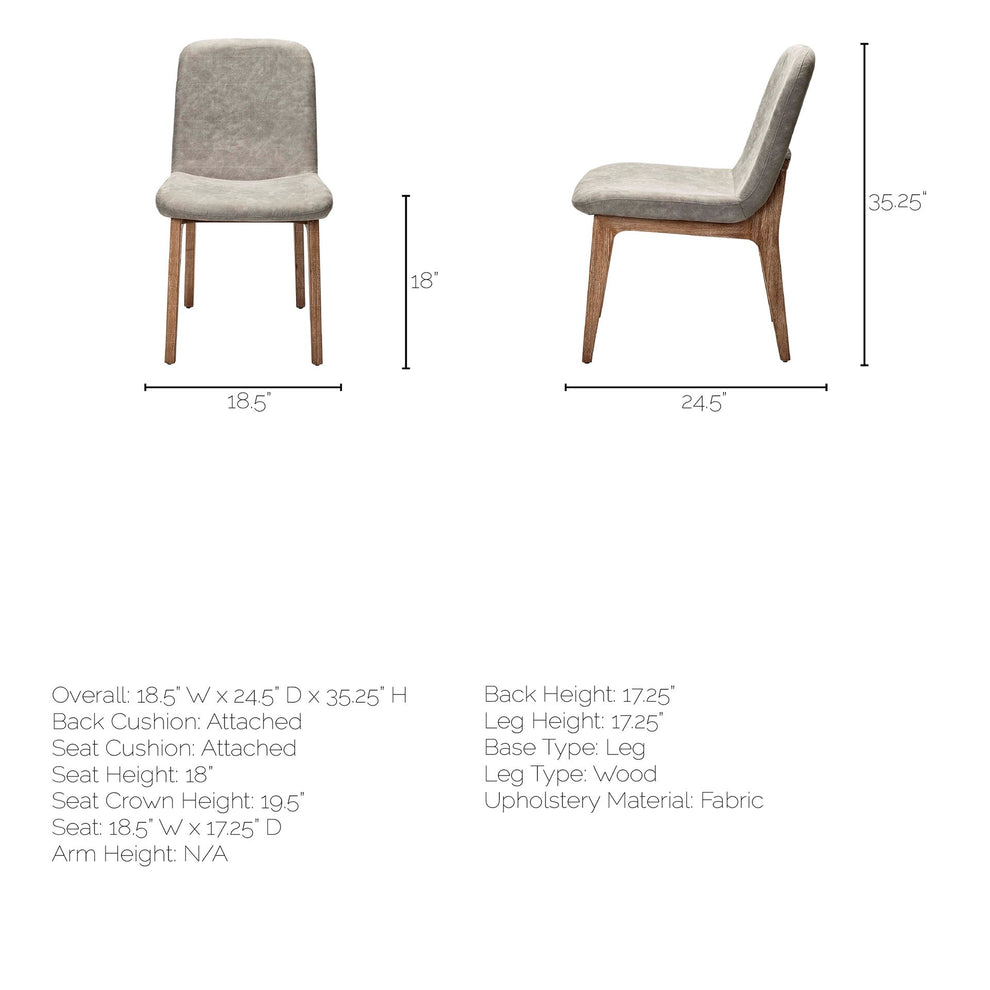 Grey Fabric Wrap With Medium Brown Wood Base Dining Chair By Homeroots | Dining Chairs | Modishstore - 8
