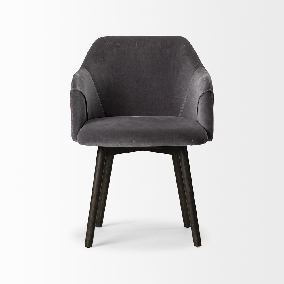 Grey Velvet Wrap With Black Wooden Base Dining Chair By Homeroots | Dining Chairs | Modishstore - 2