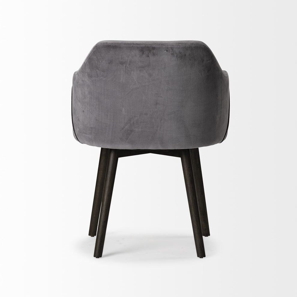 Grey Velvet Wrap With Black Wooden Base Dining Chair By Homeroots | Dining Chairs | Modishstore - 4