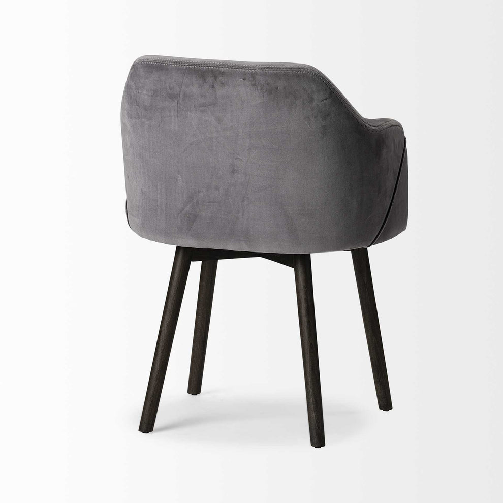 Grey Velvet Wrap With Black Wooden Base Dining Chair By Homeroots | Dining Chairs | Modishstore - 5