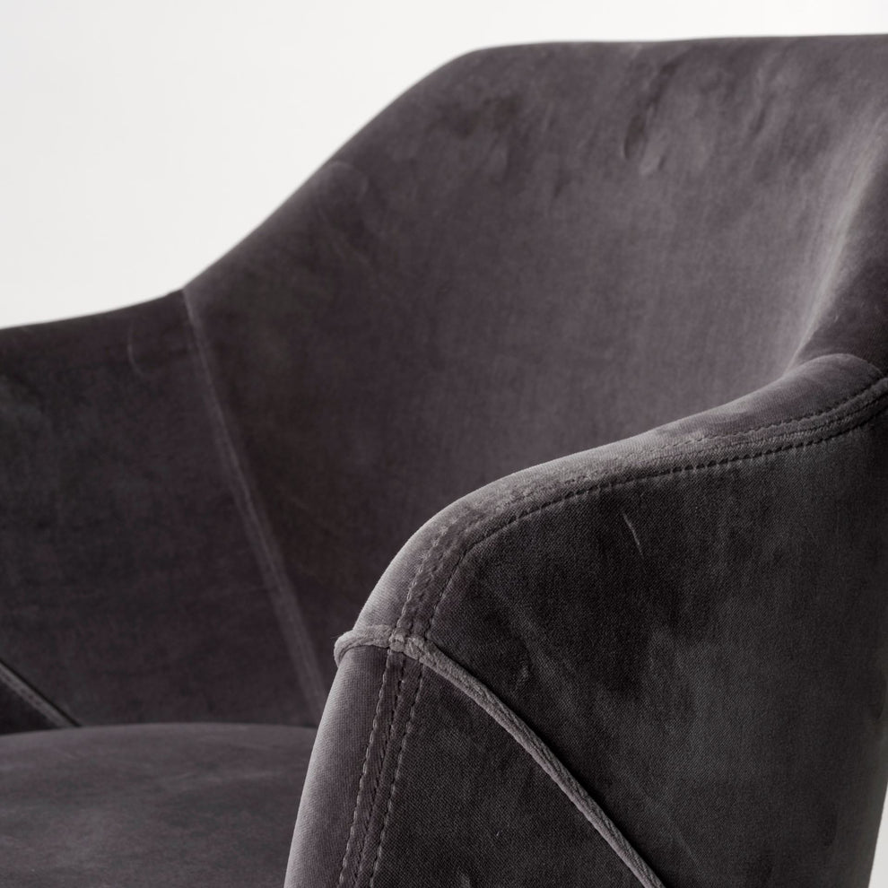 Grey Velvet Wrap With Black Wooden Base Dining Chair By Homeroots | Dining Chairs | Modishstore - 6