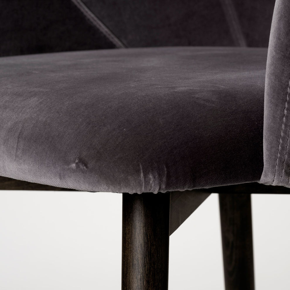 Grey Velvet Wrap With Black Wooden Base Dining Chair By Homeroots | Dining Chairs | Modishstore - 7
