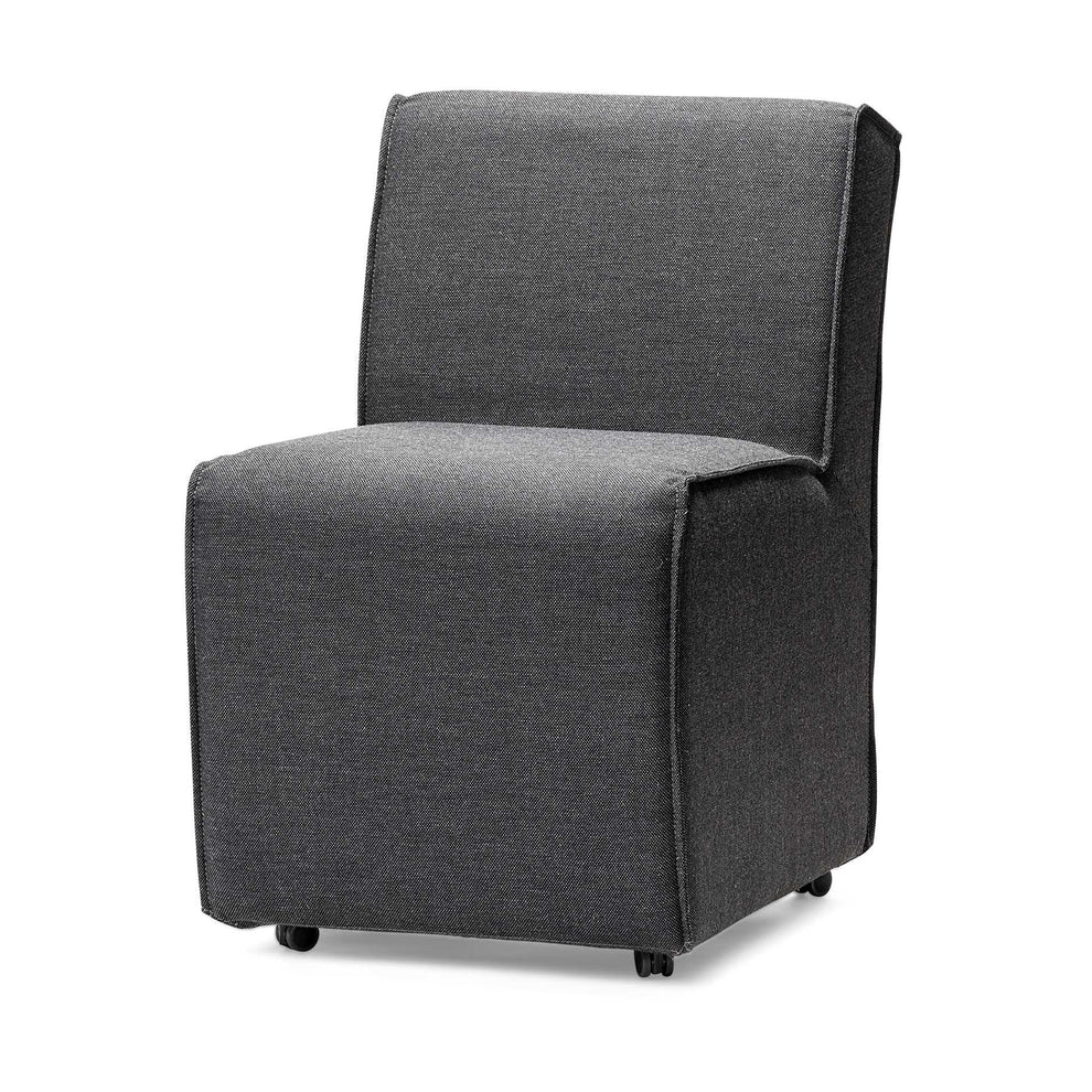 Fully Upholstered Grey Fabric Dining Chair On Casters By Homeroots | Dining Chairs | Modishstore - 2