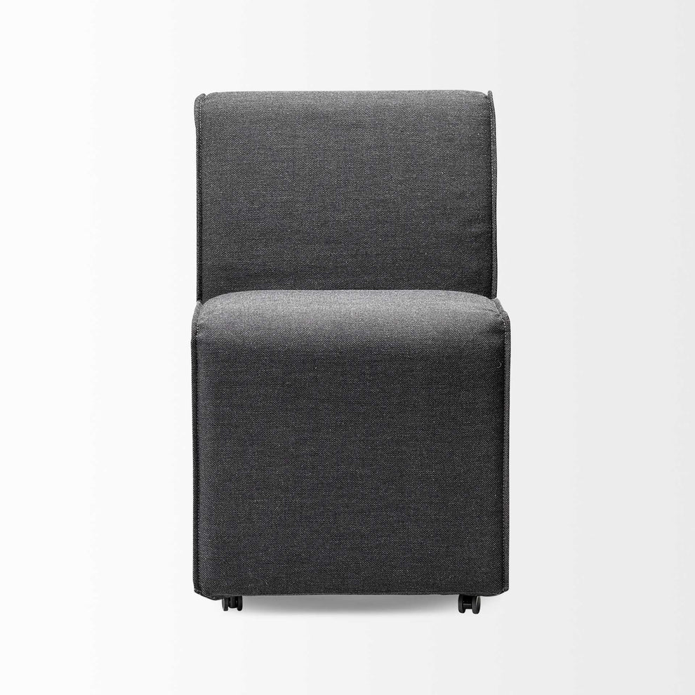 Fully Upholstered Grey Fabric Dining Chair On Casters By Homeroots | Dining Chairs | Modishstore - 3