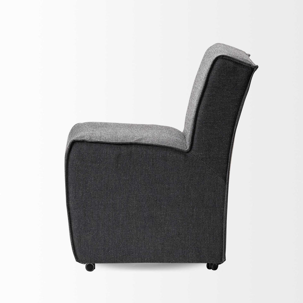 Fully Upholstered Grey Fabric Dining Chair On Casters By Homeroots | Dining Chairs | Modishstore - 4